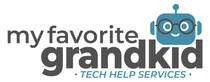 The logo for my favorite grandkid tech help services has a robot on it.