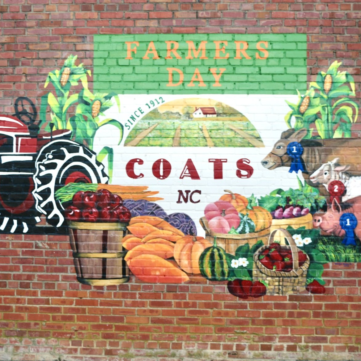 Farmers Day mural in downtown Coats, North Carolina