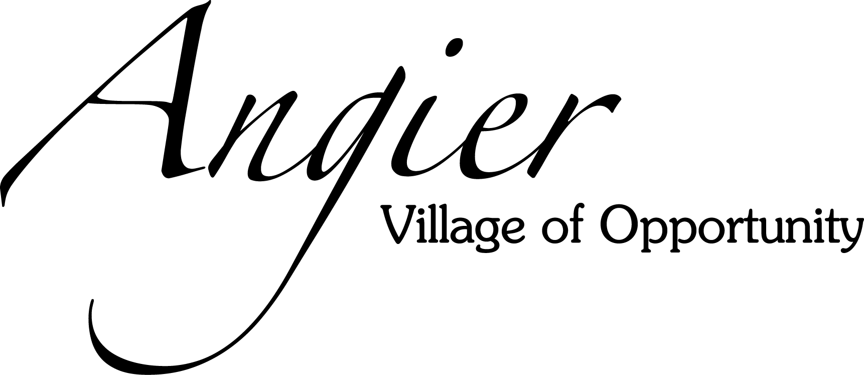 Logo with text saying Angier, Village of Opportunity for the town of Angier, North Carolina