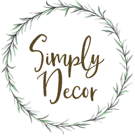 Logo with text saying Simply Decor surrounded by floral wreath for a store in Angier, North Carolina