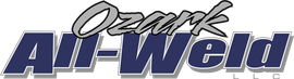 Logo: "Ozark All-Weld" in blue text with a silver outline. "Ozark" in cursive, above.