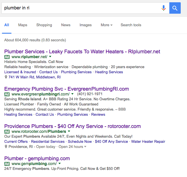 google adwords search engine results page