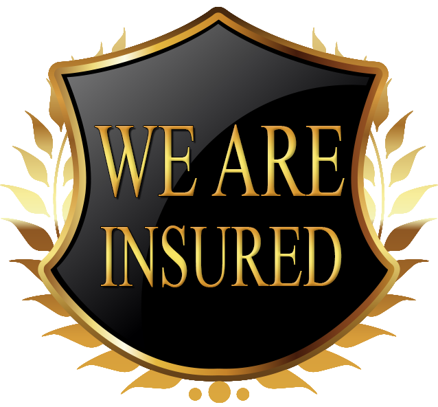 A shield with the words we are insured on it