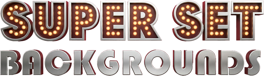 A purple and gold sign that says super set backgrounds