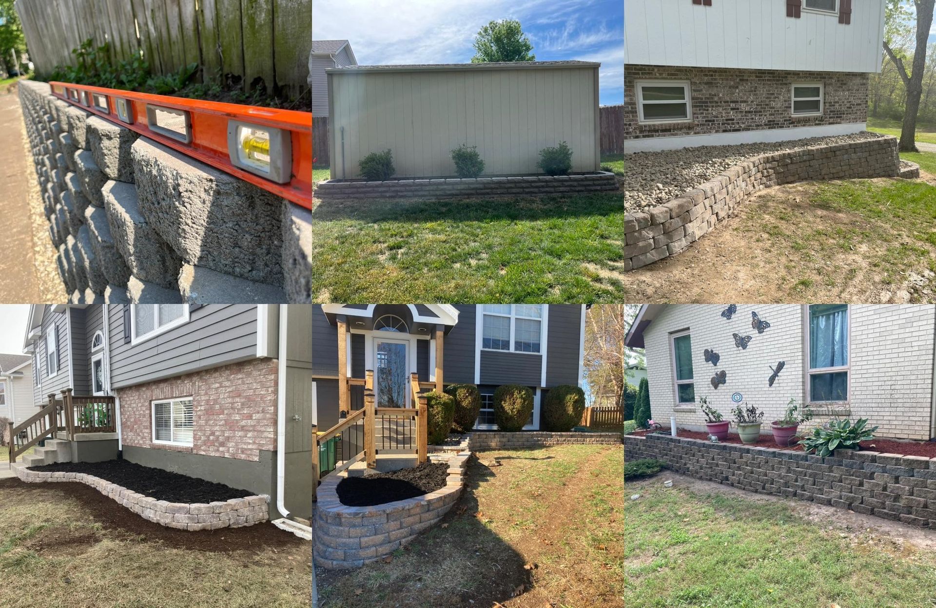 A collage of pictures of a house being built.