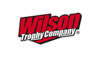 Wilson Trophy Company logo in red and black, angled on a white background.