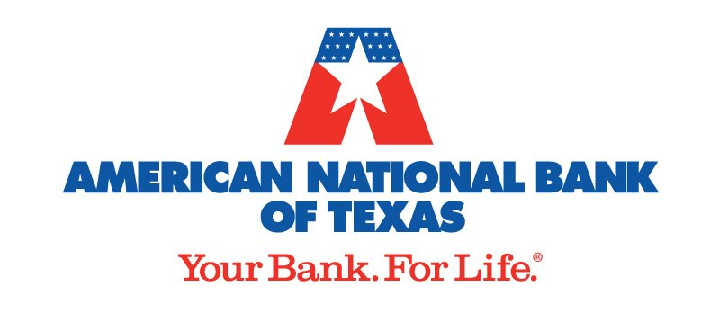Logo of American National Bank of Texas with a red and blue Texas star.