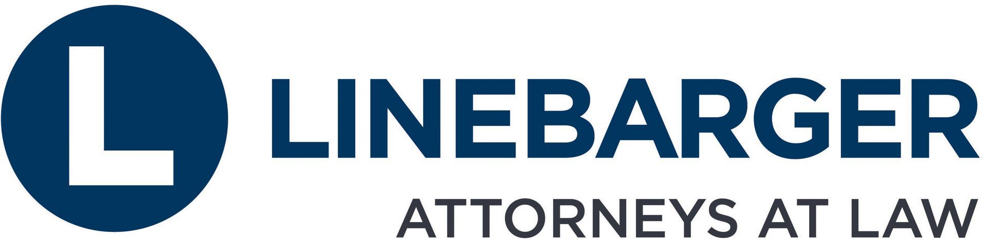 Logo for Linebarger Attorneys at Law, with a blue circle containing a white 