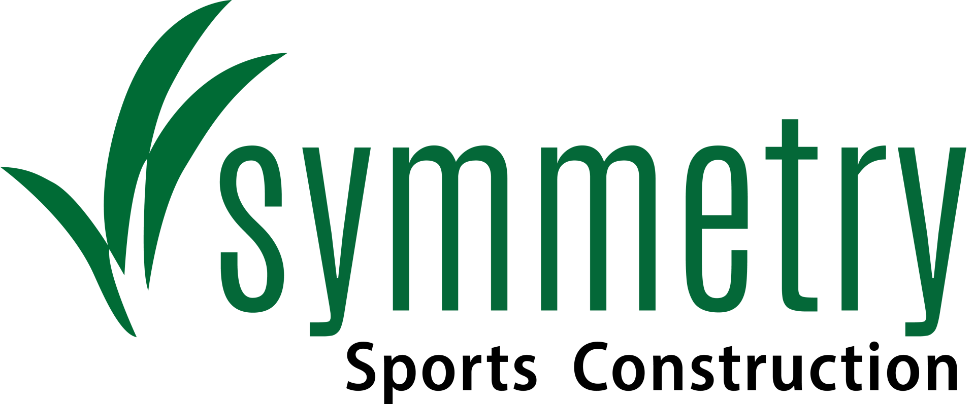 Green logo with grass-like shapes and the word 