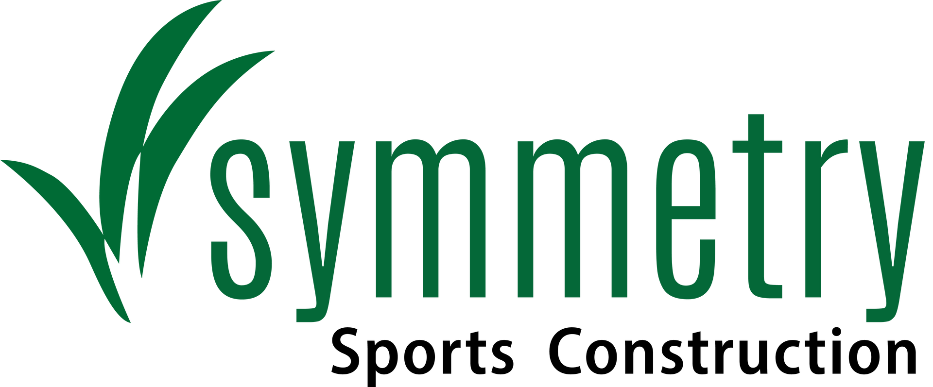 Green logo with stylized grass blades to the left of the word