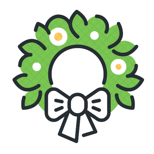 A christmas wreath with a bow free icon