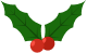 A christmas holly with green leaves and red berries on a white background.