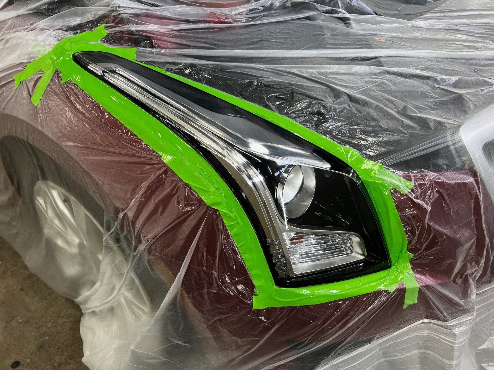 Before and after headlight restoration with 2K automotive clear coat