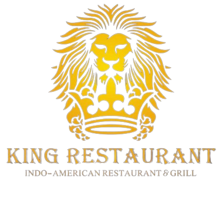 A logo for king restaurant shows a lion with a crown on its head