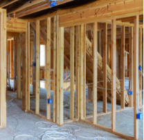 framed walls of a large home addition in SUgar Land, Texas
