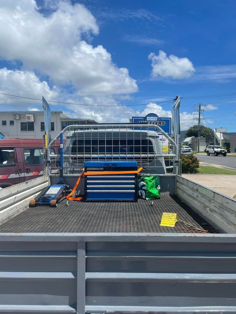 The Back Of A Truck With A Bunch Of Tools In It — Hannam Street Mufflers and Mechanical In Bungalow, QLD