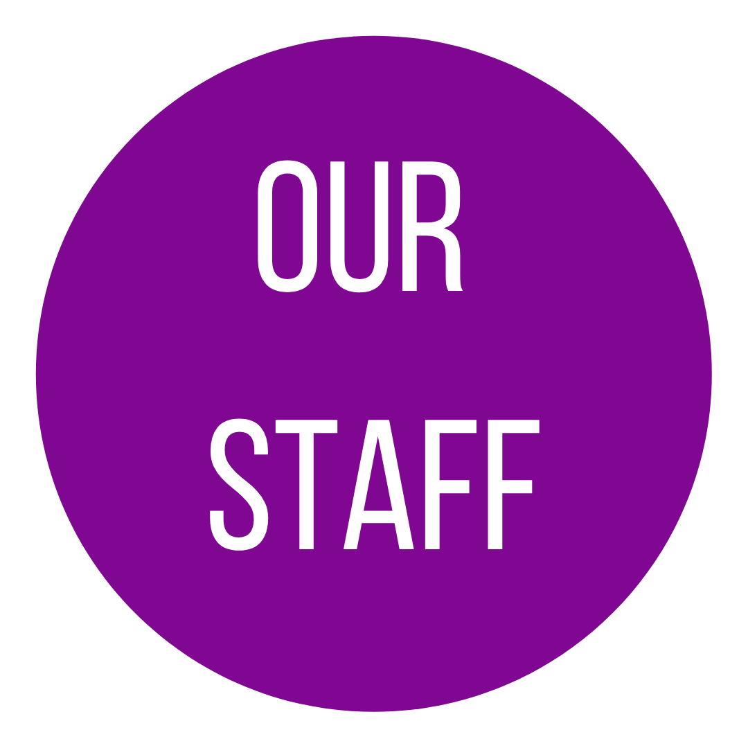 A purple circle with the words `` our staff '' written on it.