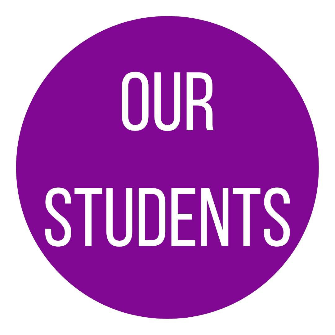 A purple circle with the words `` our students '' written on it.