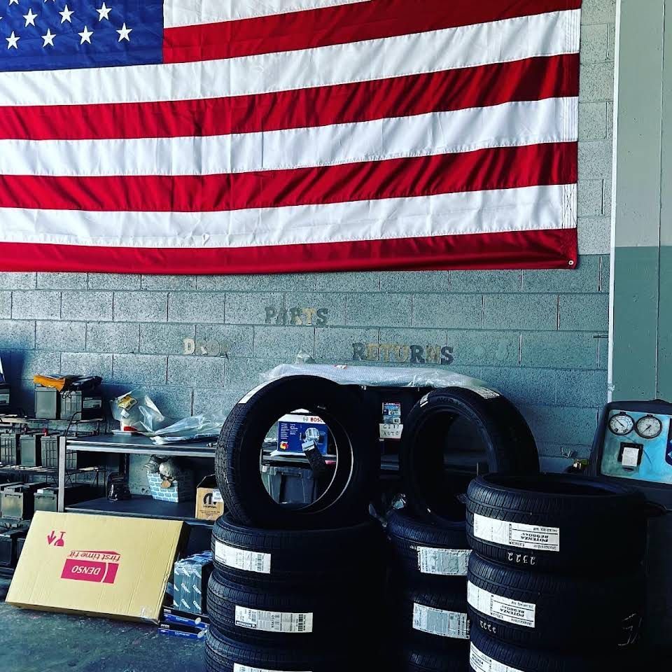 Tires And A Flag – Burlingame, CA – Tony’s Auto Repair