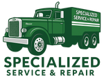 Green truck with a ladder on top; text reads