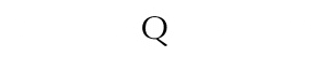 A black and white drawing of the letter q on a white background.