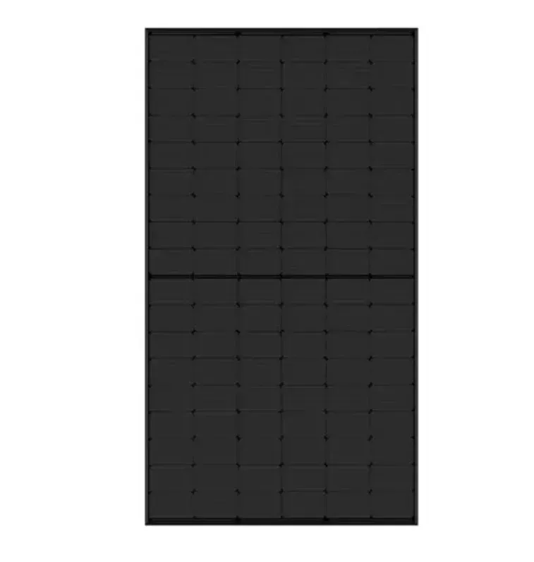 A picture of a black solar panel on a white background.