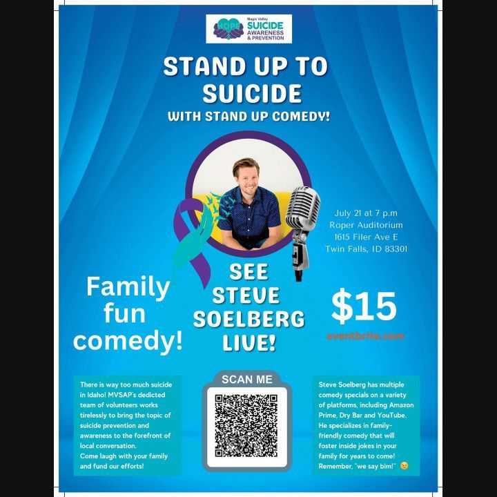 A flyer for a stand up comedy show with steve soelberg
