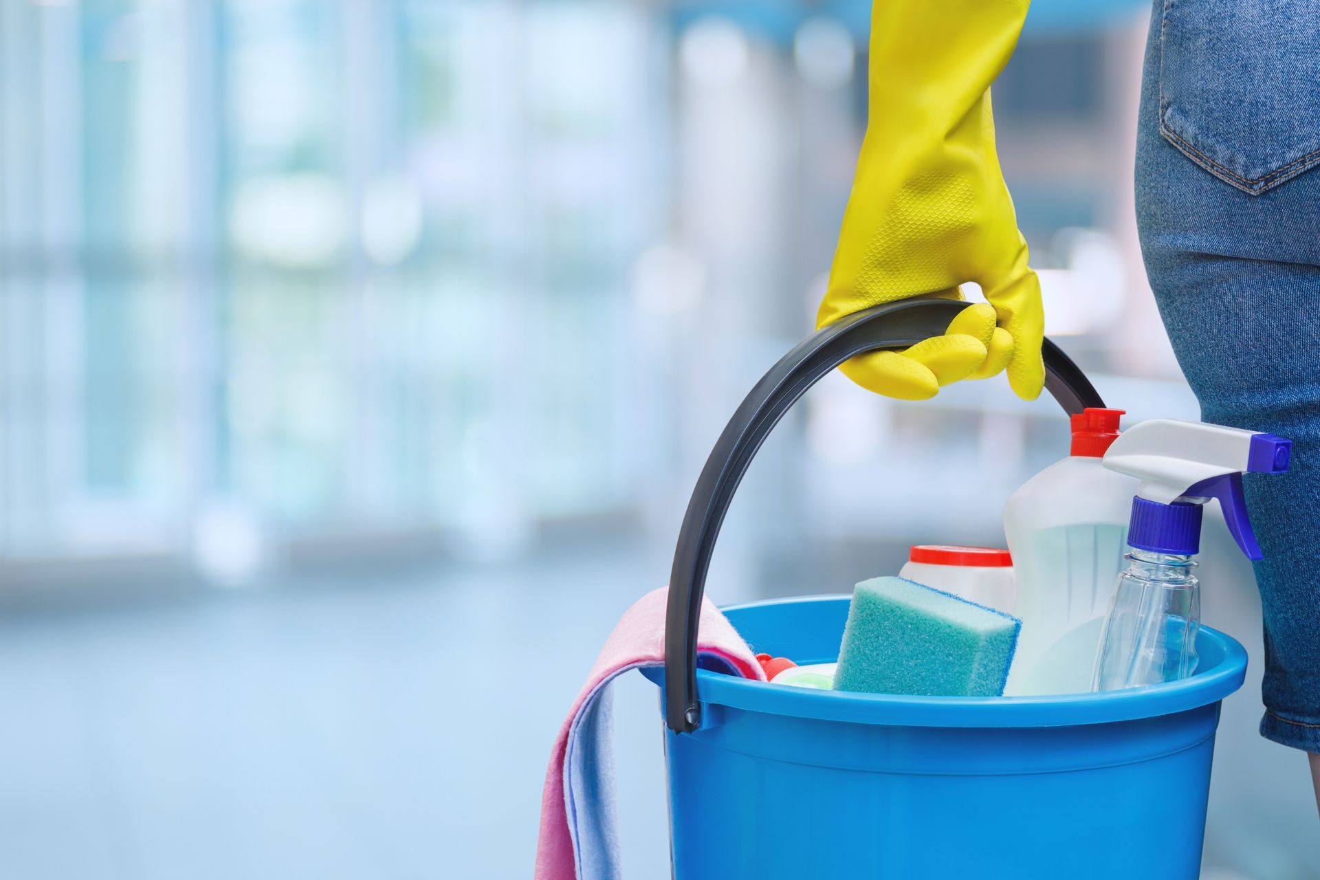 Cleaning Products In Bucket