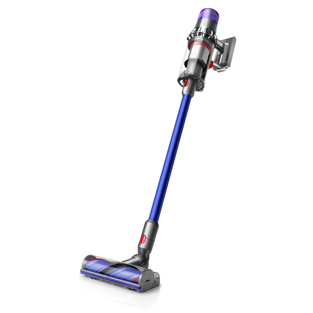 Blue and purple Dyson cordless vacuum cleaner, upright position — A.S.A.P. Appliance Service & Sales in Hamlyn Terrace, NSW