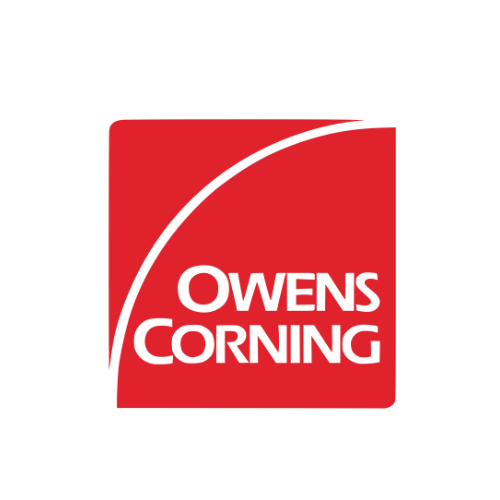 Owens Corning logo: white text and arc on a red square.