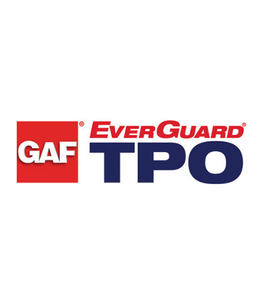 GAF EverGuard TPO logo: Red and white square with