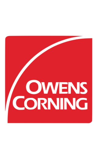Owens Corning logo: white text and curved line on red square.