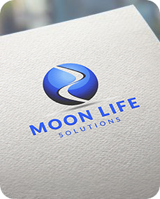 A logo for moon life solutions is on a piece of paper