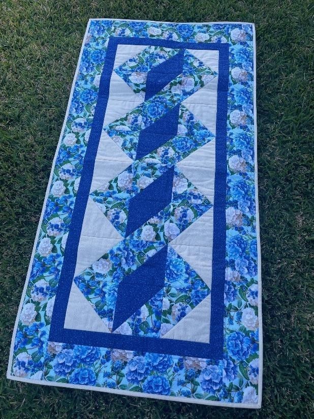 Blue Floral Quilted Table Runner — Lyn-Jelle Crafts in Emu Park, QLD