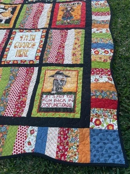 Quilt With Various Fabric Squares and Strips — Lyn-Jelle Crafts in Emu Park, QLD