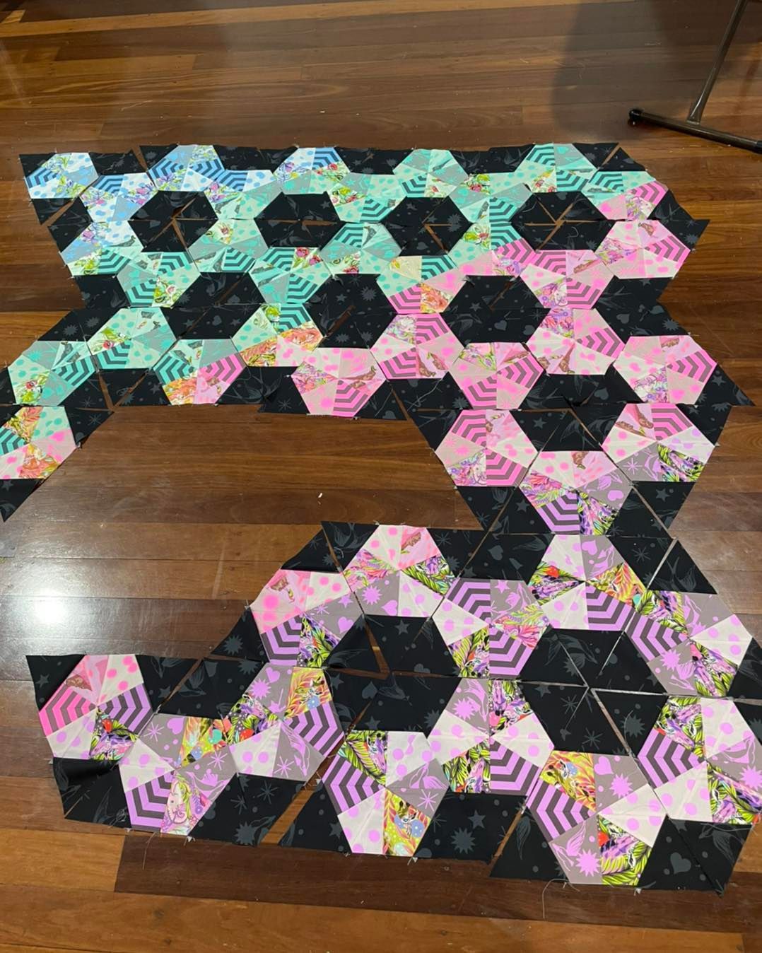 Honeycomb Quilt Blocks in Shades of Teal, Pink, and Purple — Lyn-Jelle Crafts in Emu Park, QLD