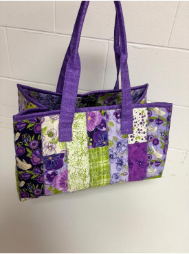 Purple patterned tote bag — Lyn-Jelle Crafts in Emu Park, QLD