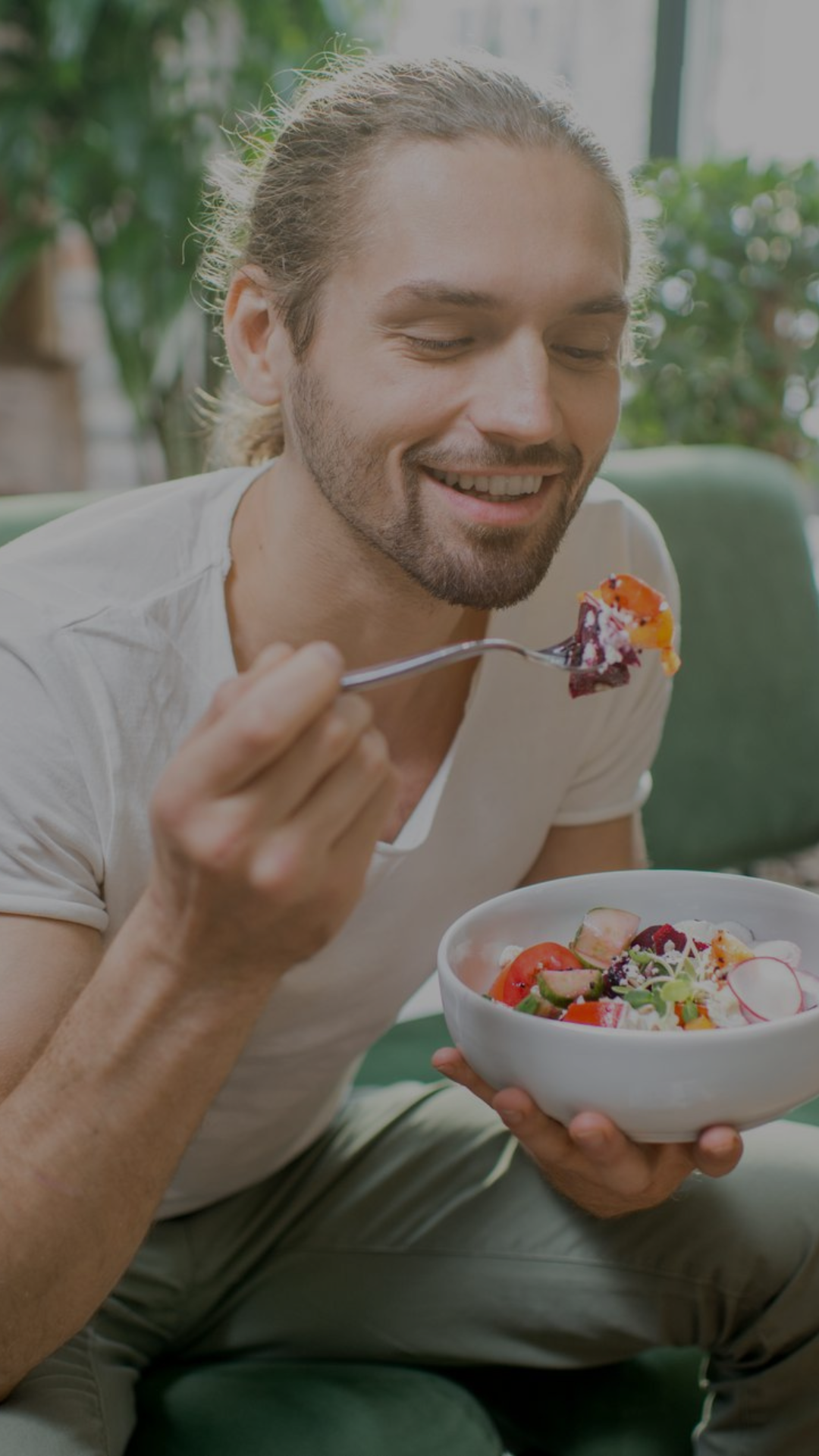 young man eating healthy
