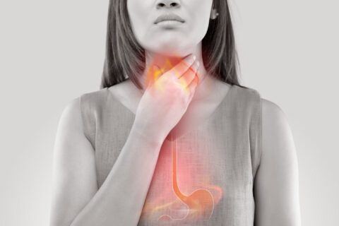 person with sore throat
