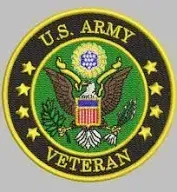 A u.s. army veteran patch with an eagle and a sunflower.