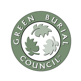 The green burial council logo has three leaves in a circle