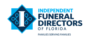 The logo for independent funeral directors of florida families serving families