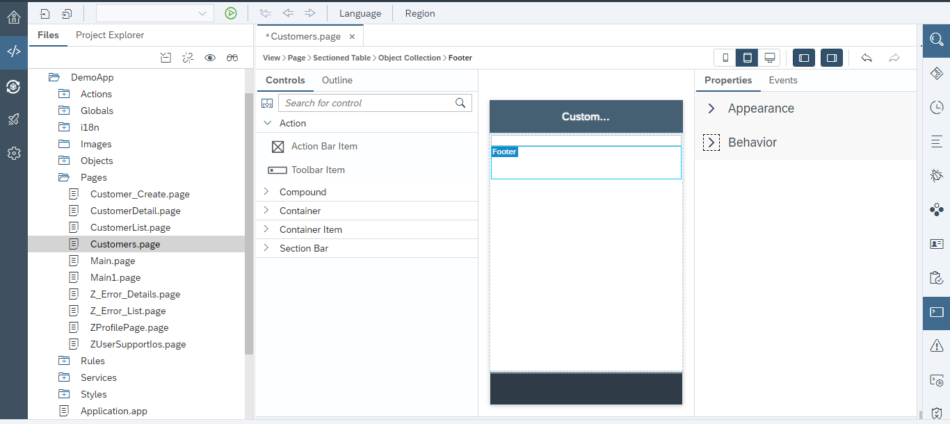 Customers Page Footer