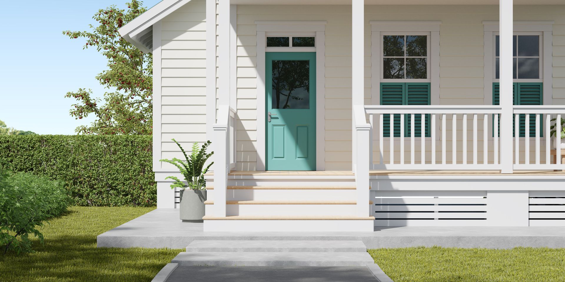 A house after its porch step repair.