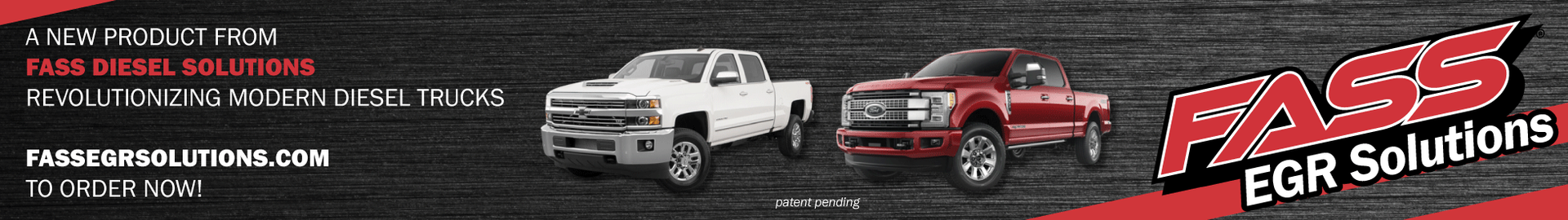 red ford and white chevy trucks