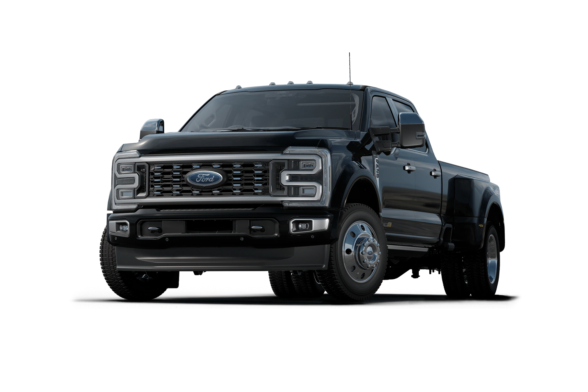 Black Ford F-450 Super Duty truck against a white background.