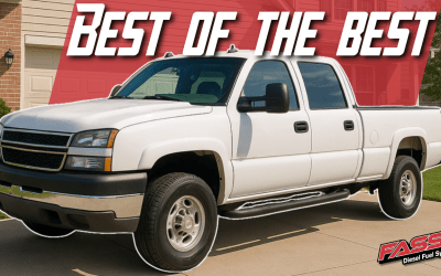 A white truck is parked in front of a house with the words best of the best above it