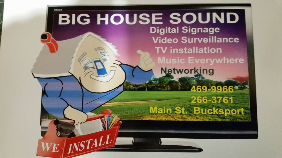 A sign for big house sound digital signage video surveillance tv installation music everywhere networking