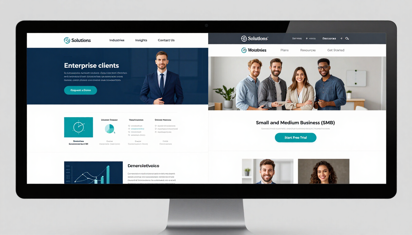 Split-screen showing two personalized versions of a consulting website homepage