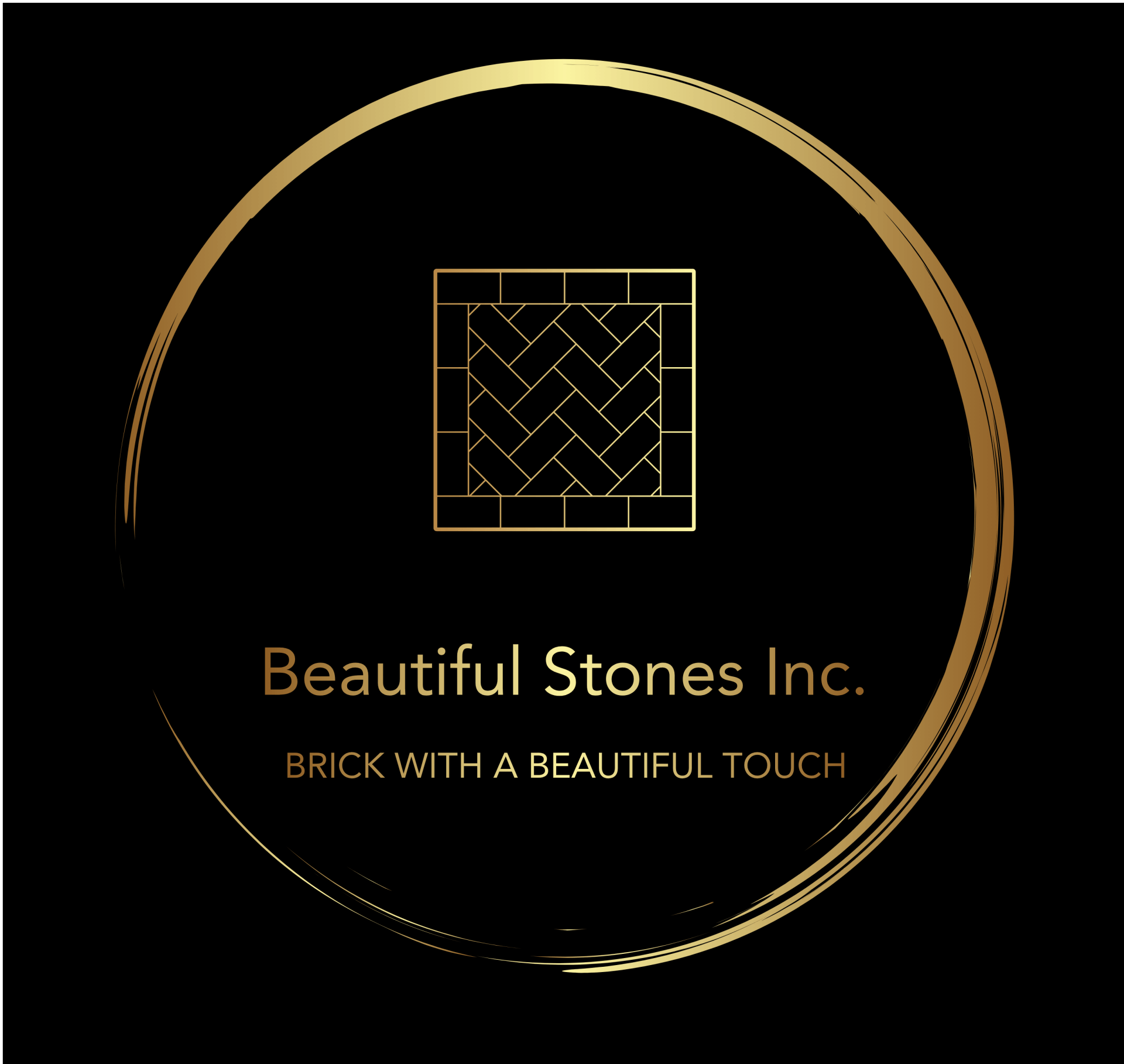 A logo for beautiful stones inc. brick with a beautiful touch